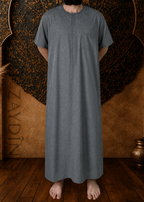 Qamis El Atlas Gris Foncé Manches Courtes