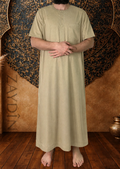 Qamis coton al atlas manches courtes coloris beige 