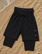 Sarouel de bain ZD noir de la marque ZAYDÎN photo de face