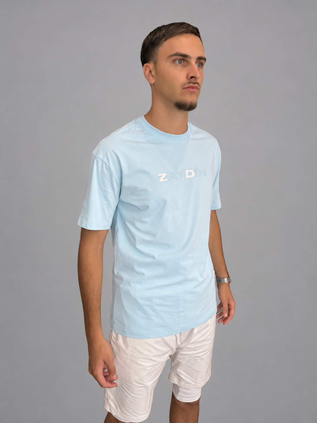 T-shirt ZAYDÎN Original Bleu de profil