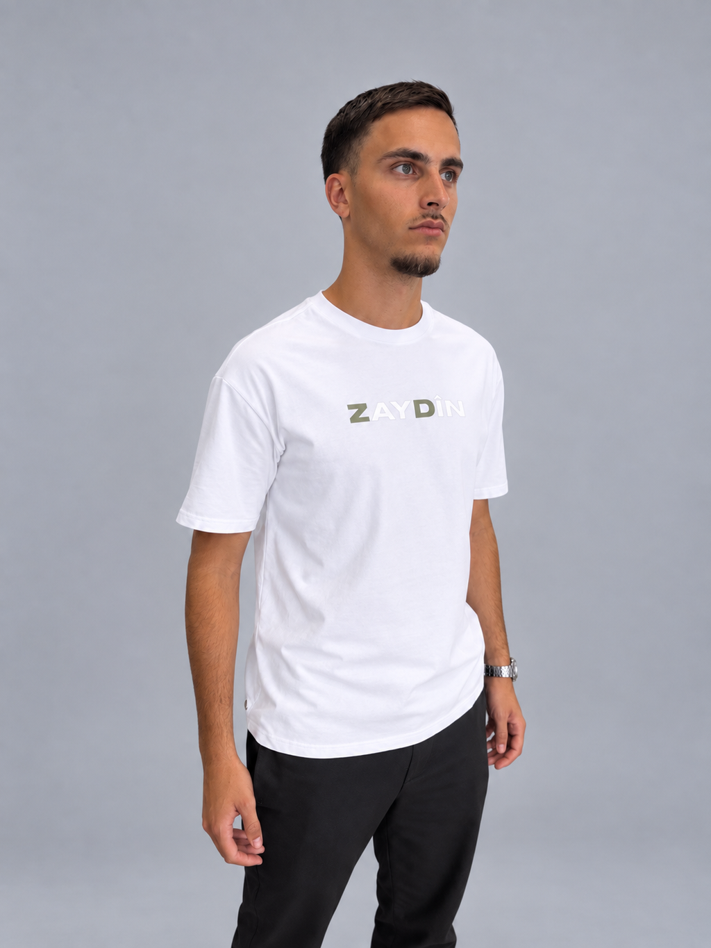 T-shirt ZAYDIN Original blanc vue de côté