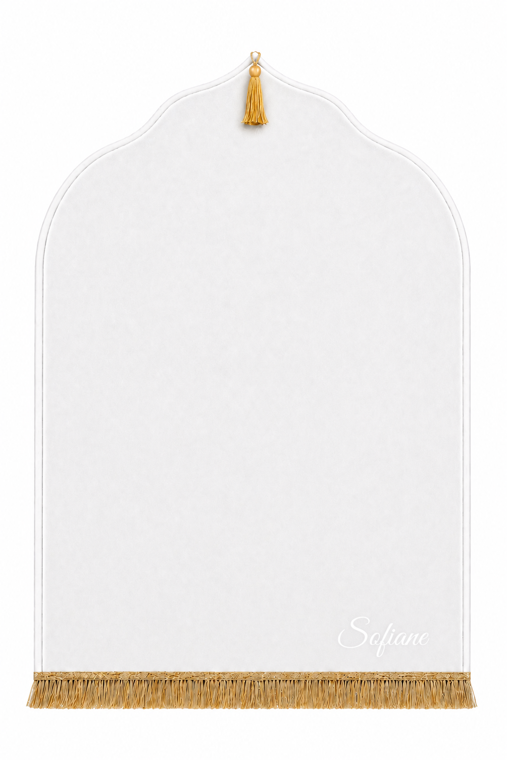 Tapis de prière blanc Dini ultra confortable personnalisé en blanc