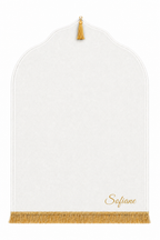 Tapis de prière blanc Dini ultra confortable personnalisé en doré