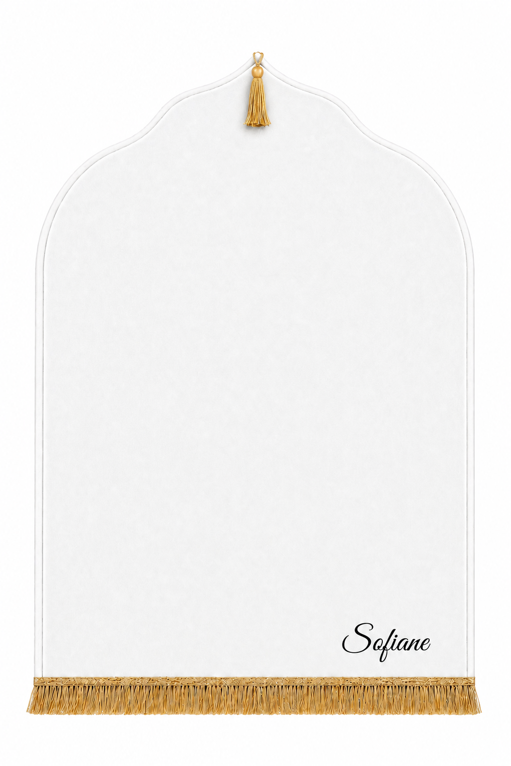 Tapis de prière blanc Dini ultra confortable personnalisé en noir