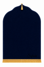 Tapis de prière bleu marine Dini ultra confortable personnalisé en noir