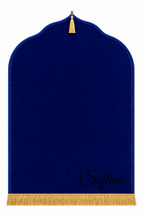 Tapis de prière bleu roi Dini ultra confortable personnalisé en noir
