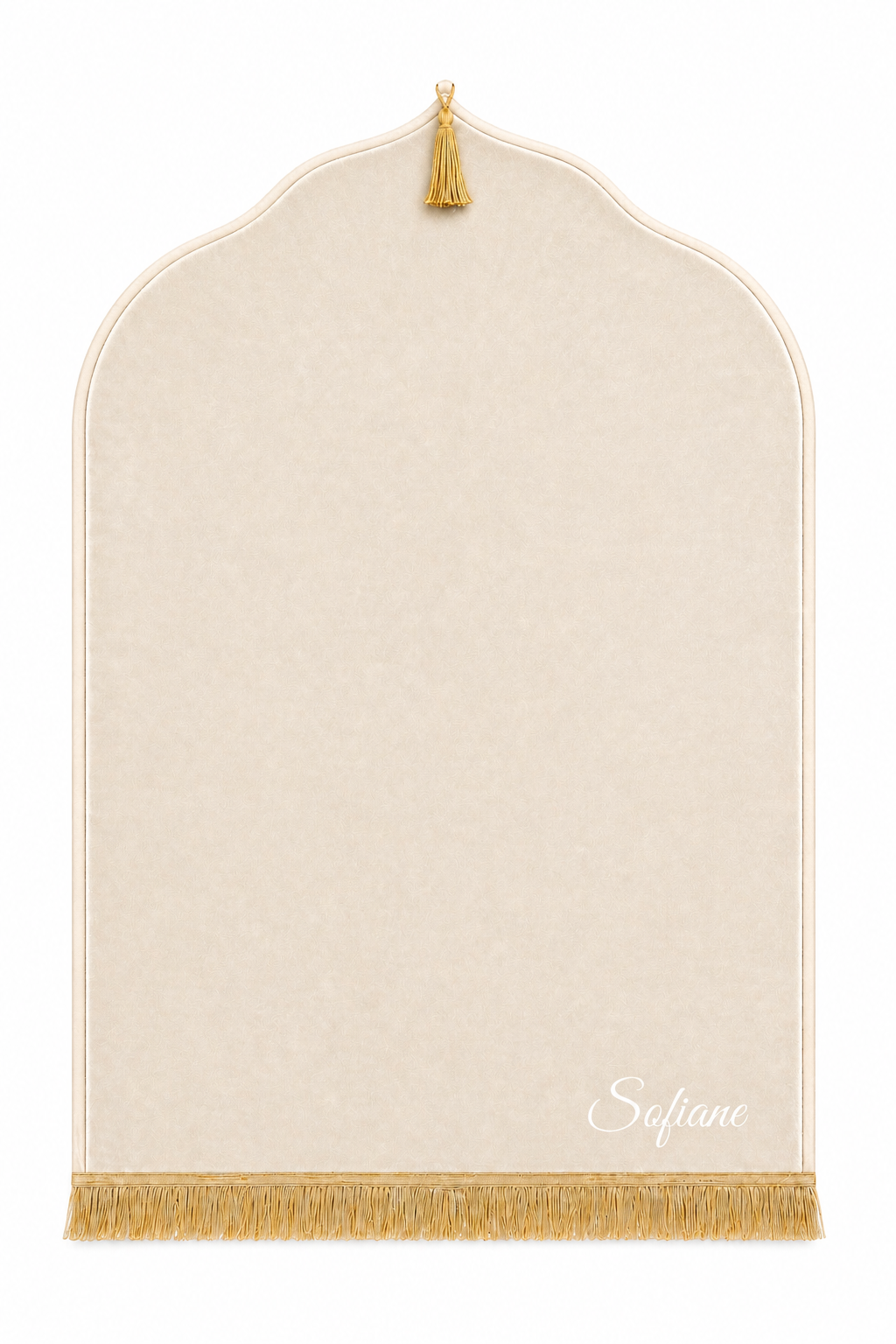 Tapis de prière crème Dini ultra confortable personnalisé en blanc