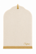 Tapis de prière crème Dini ultra confortable personnalisé en doré