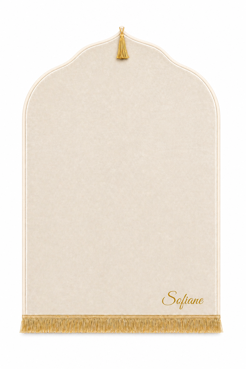 Tapis de prière crème Dini ultra confortable personnalisé en doré