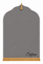 Tapis de prière gris Dini ultra confortable personnalisé en noir