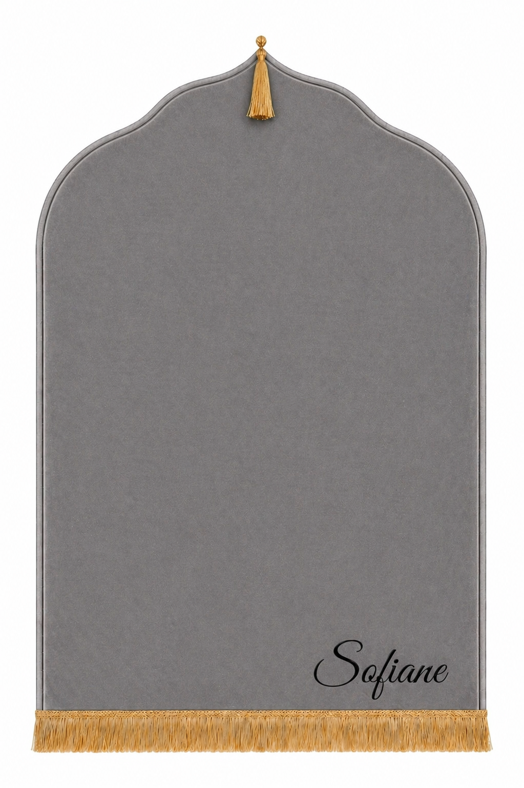 Tapis de prière gris Dini ultra confortable personnalisé en noir