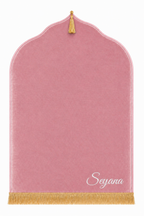 Tapis de prière rose Dini ultra confortable personnalisé en blanc