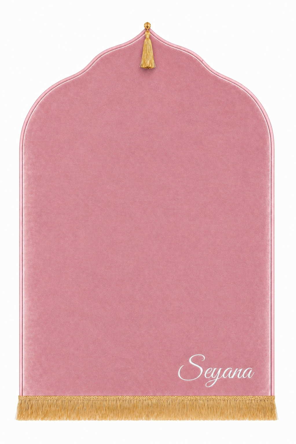 Tapis de prière rose Dini ultra confortable personnalisé en blanc
