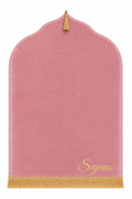 Tapis de prière rose Dini ultra confortable personnalisé en doré