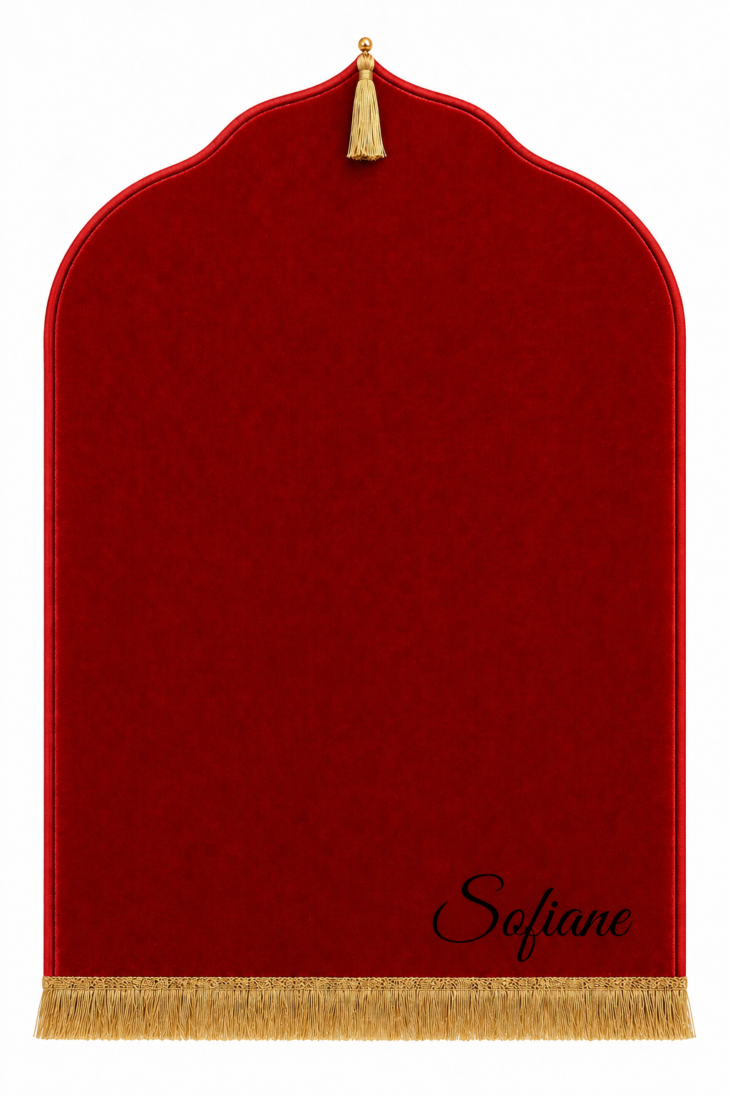 Tapis de prière rouge Dini ultra confortable personnalisé en noir