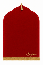 Tapis de prière rouge Dini ultra confortable personnalisé en doré