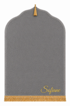Tapis de prière gris Dini ultra confortable personnalisé en doré