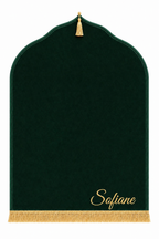 Tapis de prière vert Dini ultra confortable personnalisé en doré
