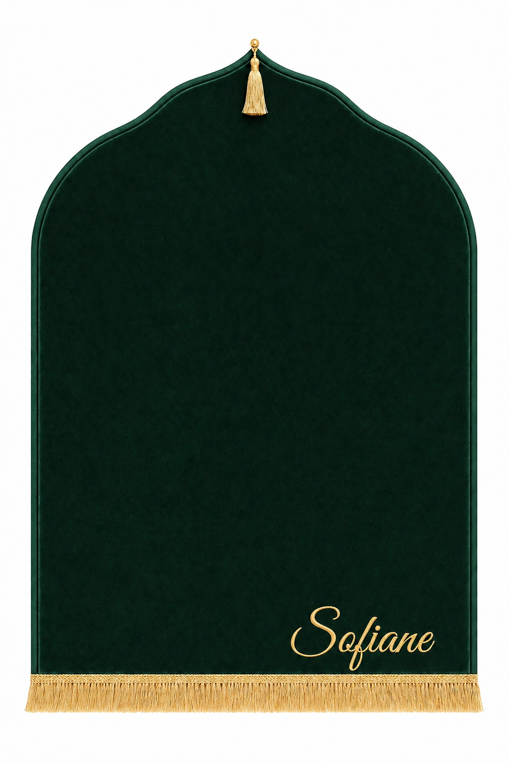 Tapis de prière vert Dini ultra confortable personnalisé en doré