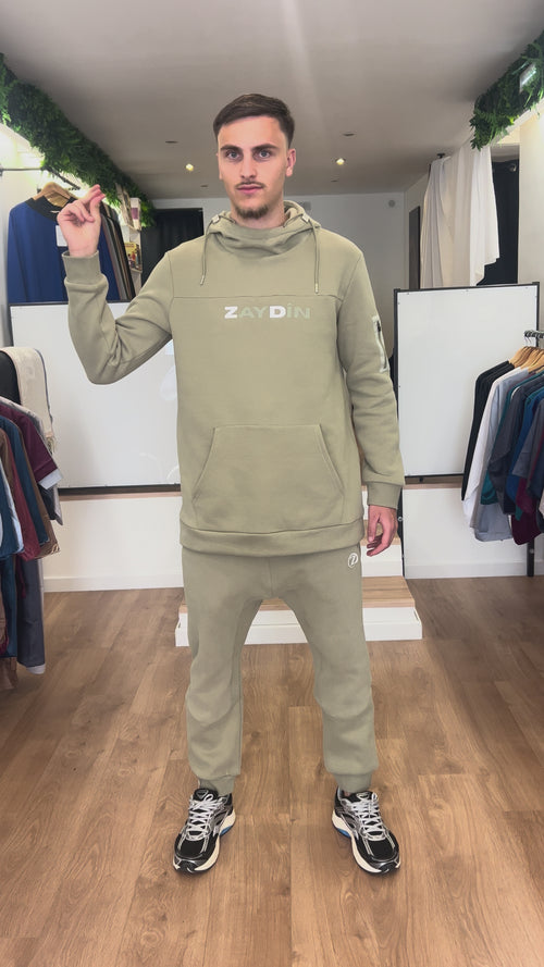 vidéo de l'ensemble jogging Original ZAYDÎN Kaki 100% coton ultra confortable