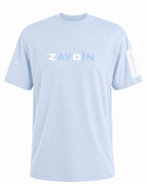 t-shirt bleu ciel et blanc original ZAYDÎN Skyline